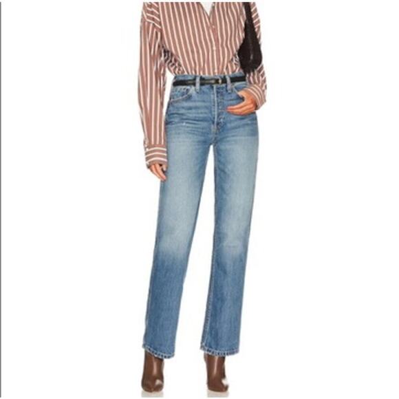 RE/DONE 90s High Rise Ankle Crop Jeans Sz 25 Button Fly Aged Indigp Blue - Picture 1 of 10